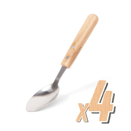 [56305C] Linguri pentru gratar, maner lemn, set 4 buc.