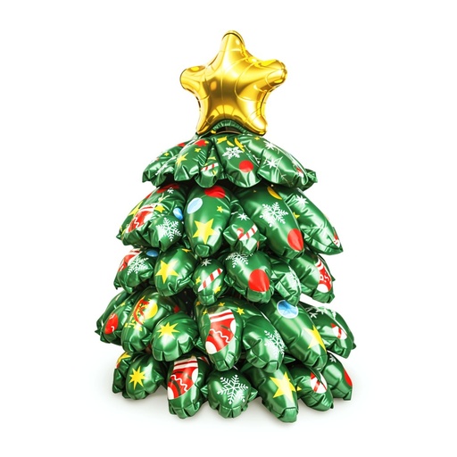 [58968] Balon de Craciun 3D - 360° - folie aluminiu - brad - 38 x 34 cm