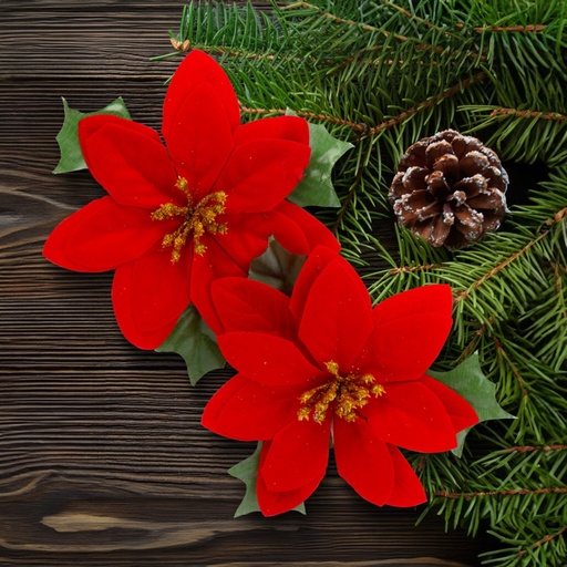 [58967] Floare de Craciun, rosie, 13x13cm, set 2 buc.