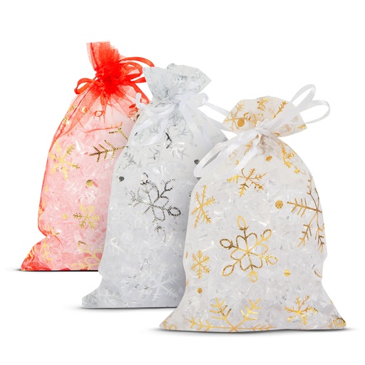 [58078A] Saculeti organza pentru cadouri – set 12 bucati – 10 x 15 cm – 3 culori