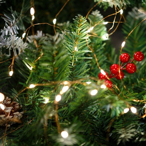 [59765] Fasie luminoasa tip ghirlanda – 100 microLED-uri – lumina alb cald – 10 m – pe baterii AA