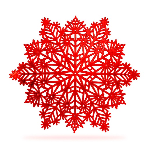 [59703C] Suport de vase din silicon – model fulg de zapada – rosu – O38 cm