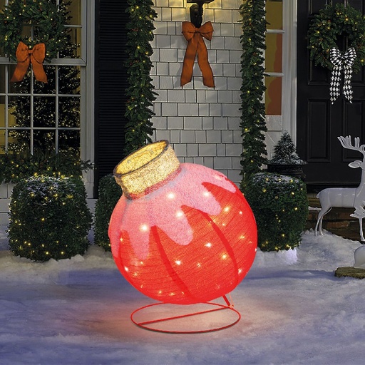 [59772C] Ornament sferic luminos Craciun, 60 LED, rosu 60x83cm