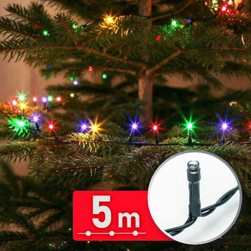 [59766] Decor Luminos Craciun - Sir Lumini LED - 5 m - Multicolor - 100 LED - 220-240 V - 6 W - Cablu Verde