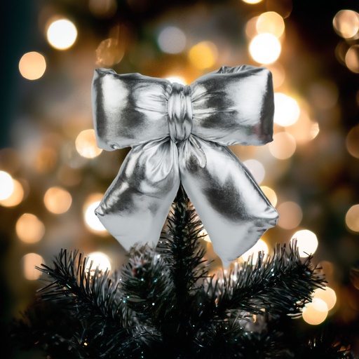 [59745B] Decoratiune funda argintie sclipitoare, poliester, 21x19cm