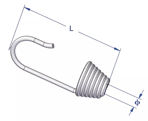 [28.16] Carlig spiral extensor, Negru, 6mm