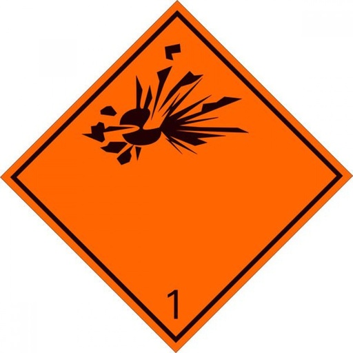 [RPR 3956] Autocolant ADR, Clasa 1, Transport Substante si Obiecte Explozive, 300x300mm